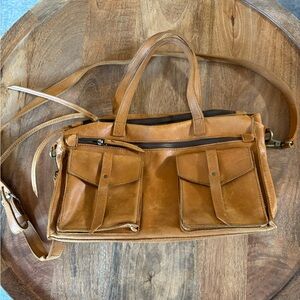 Raven + Lily Womens Joanna’s Favorite Satchel Crossbody Strap Leather Tan OS